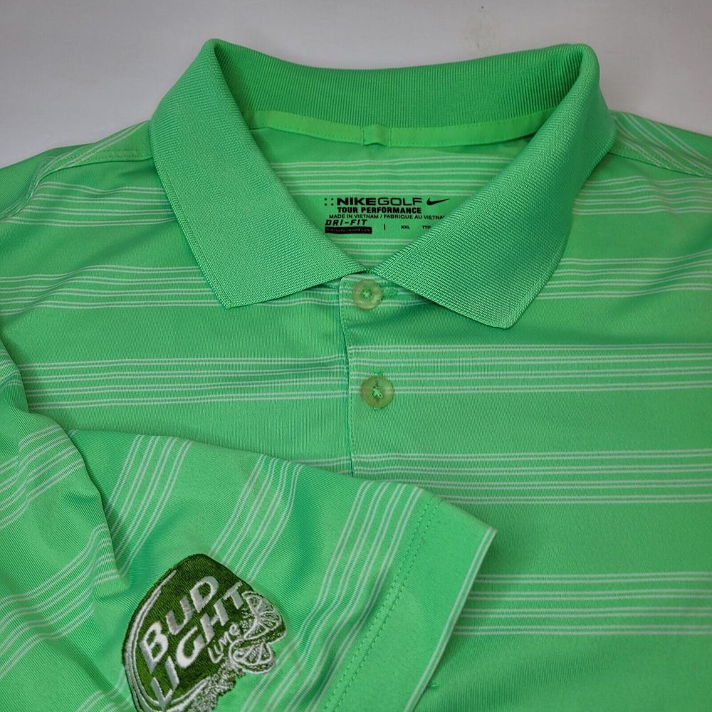 Nike Golf Polo Shirt Mens XXL Green Excellent Bud Light Lime Dri-FIT 452505-311